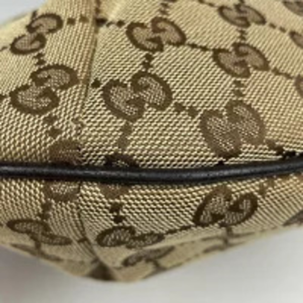 Gucci leather silhouette GG canvas brown bag shoulder halfmoon Brown
